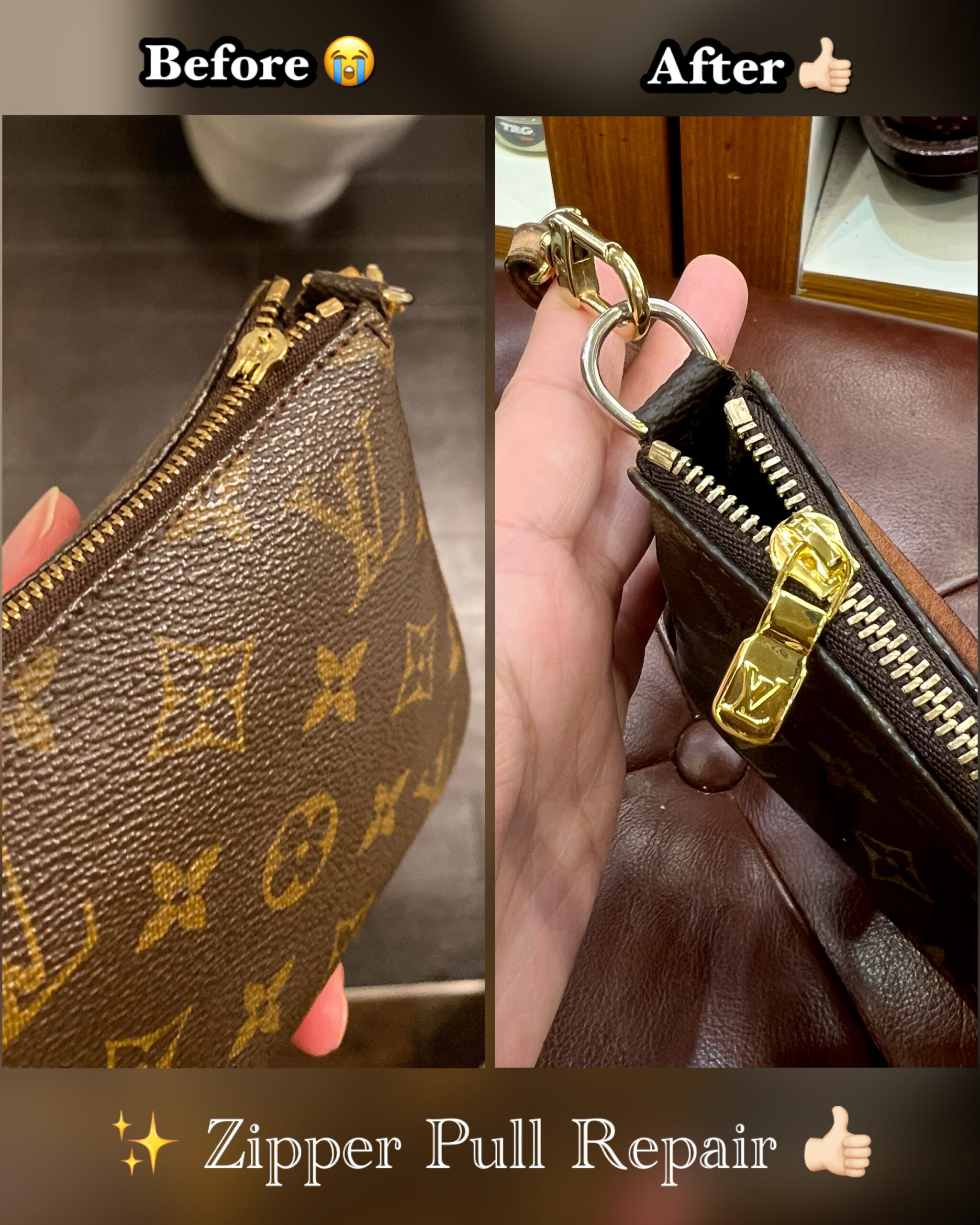 LV pouch zipper replace